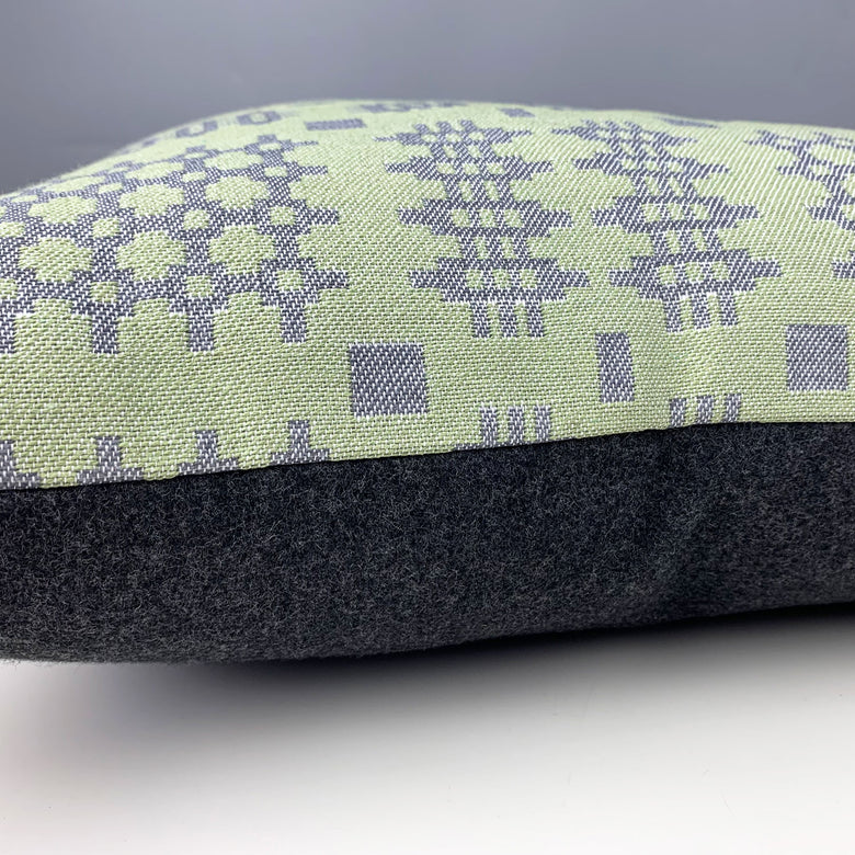 Welsh blanket print cushion - green