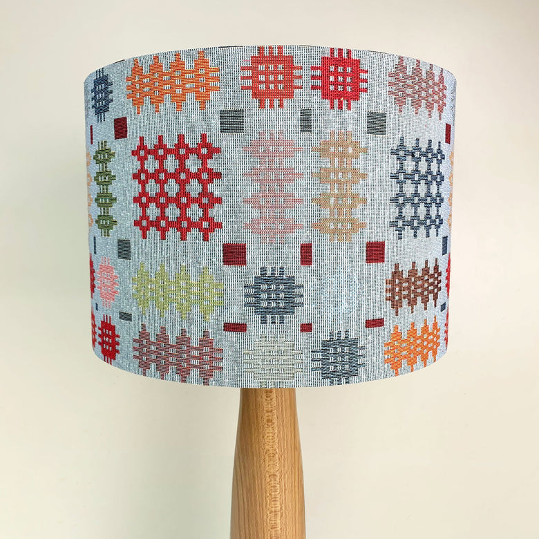 Multicoloured Welsh blanket print lampshade