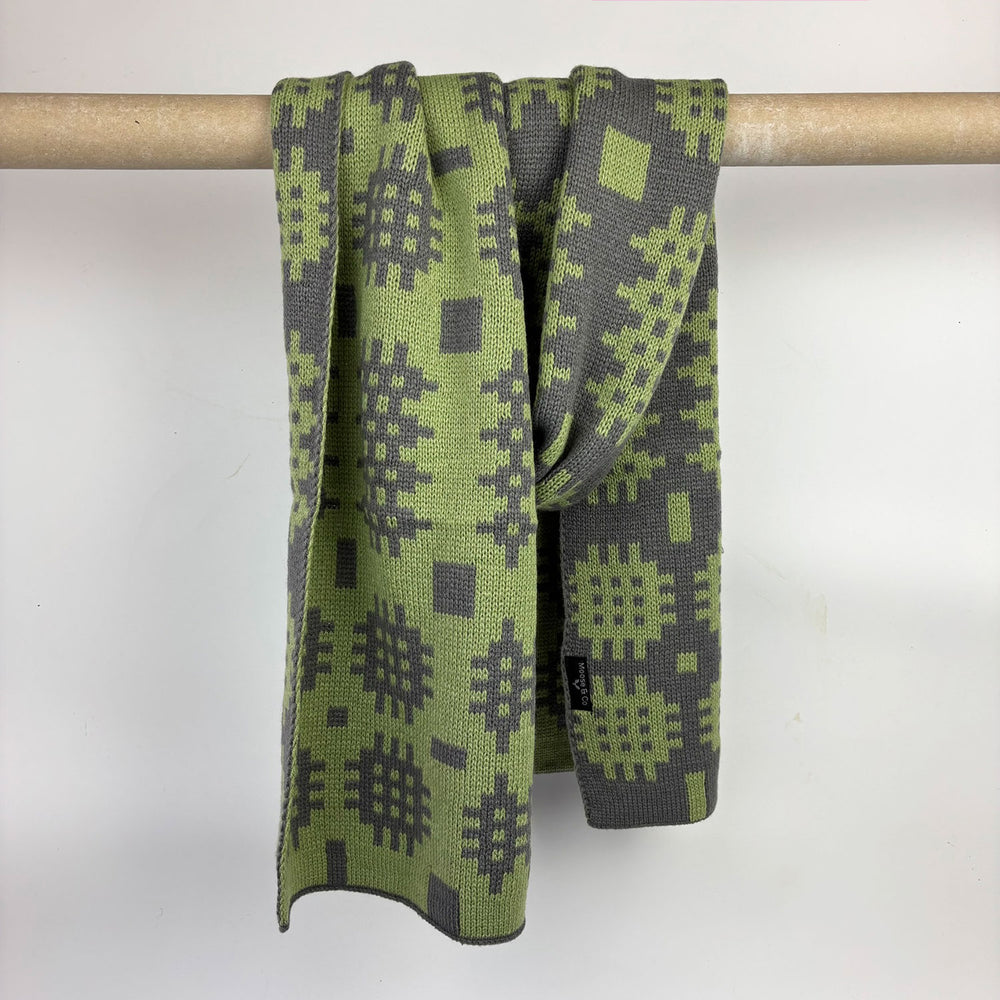 Welsh blanket green and grey scarf by Moose & Co