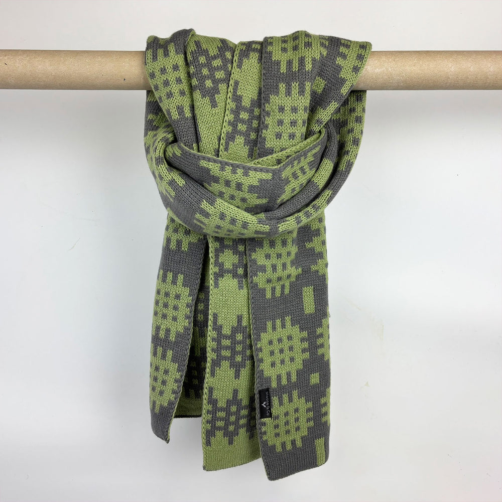 Welsh blanket green and grey scarf by Moose & Co