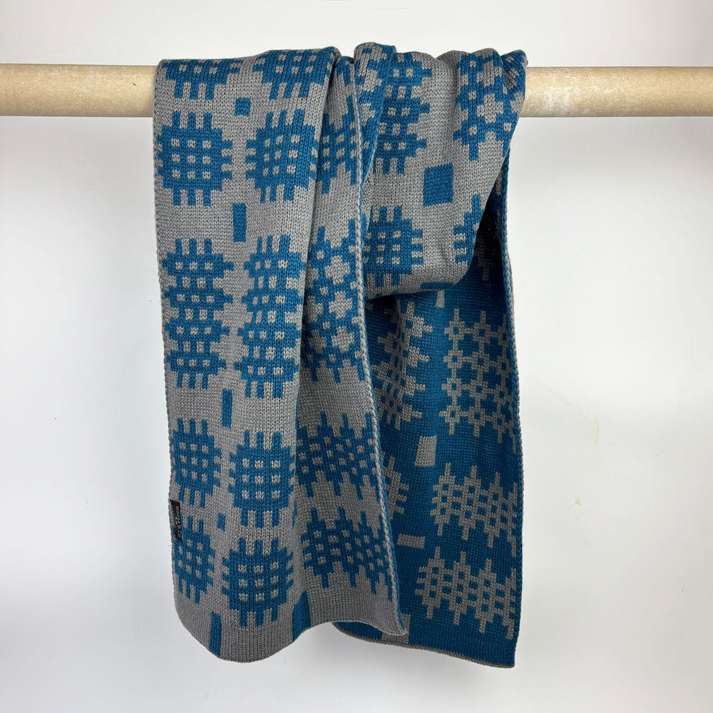 Welsh blanket teal and grey scarf by Moose & Co