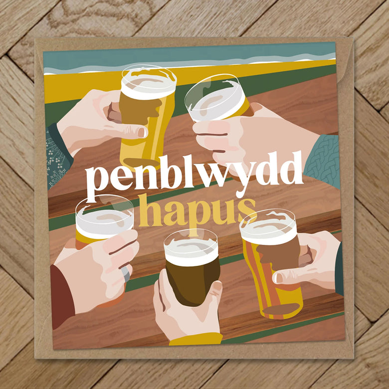 Penblwydd Hapus card - pints