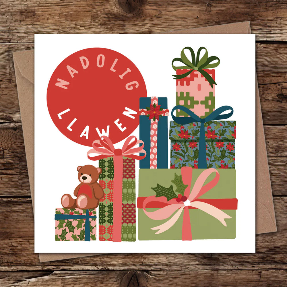 Welsh christmas card featuring the words Nadolig Llawen by max rocks