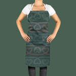 Premium cotton apron featuring a Welsh celtic hearts design and adjustable neck strap