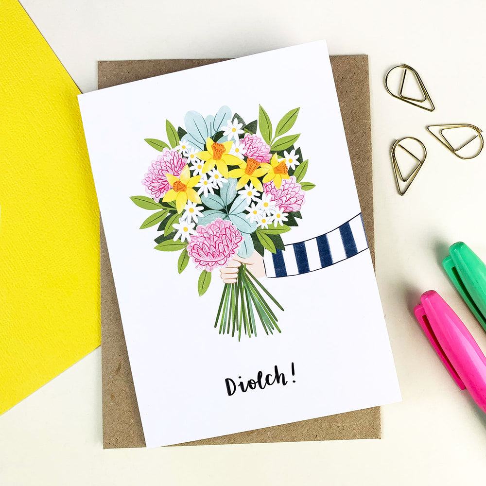 Diolch card - bouquet