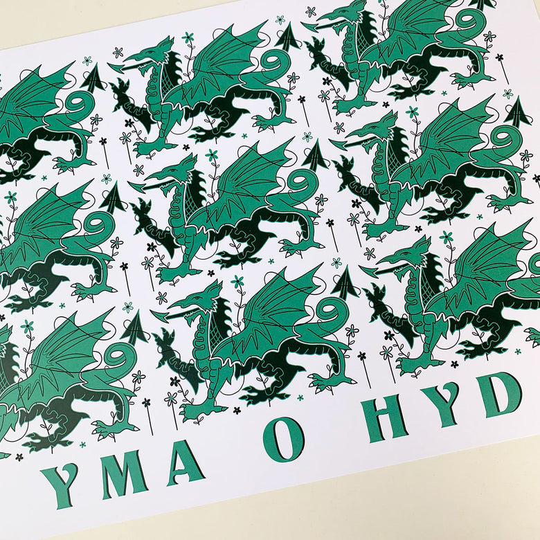 Yma o hyd dragon print