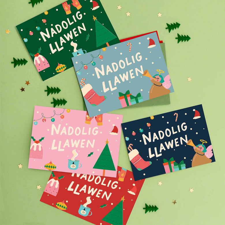 Nadolig Llawen Christmas cards - pack of 5