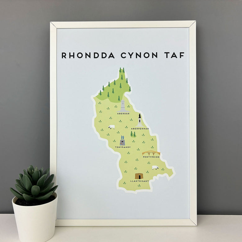 Rhondda Cynon Taf map print