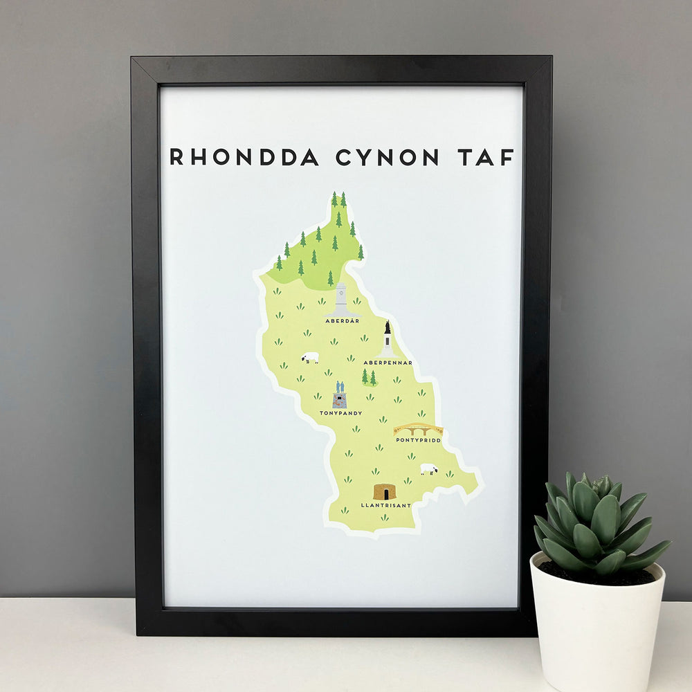 Rhondda Cynon Taf map print