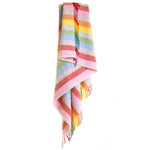 Pure new wool Welsh throw in rainbow stripes by Tweedmill