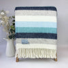 Wool stripe Welsh throw - seashore