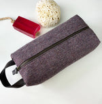 Wool tweed heather herringbone wash bag made in Wales Tweedmill