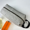 Wool herringbone wash bag - silver
