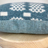 Lambswool Welsh blanket print cushion - large, petrol