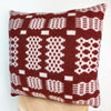 Lambswool Welsh blanket print cushion - large, red