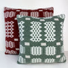 Lambswool Welsh blanket print cushion - mini, green