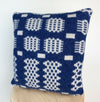 Lambswool Welsh blanket print cushion - mini, navy