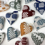 Handmade Welsh blanket print lambswool hearts filled with lavender
