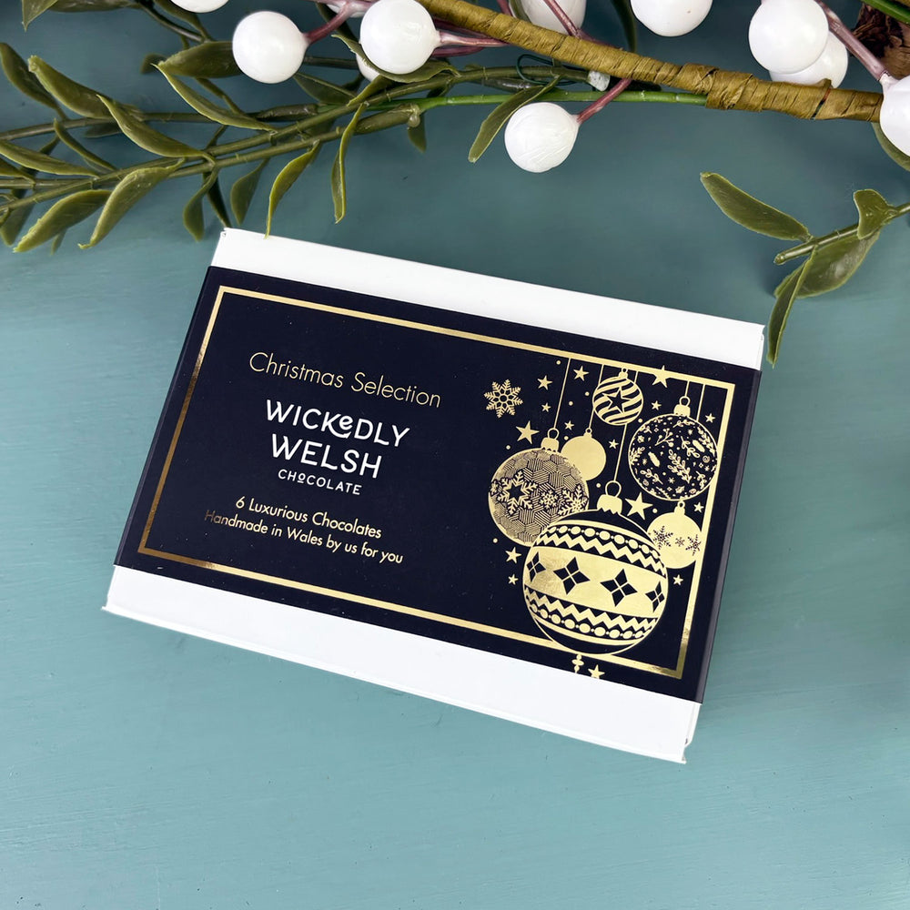 Wickedly Welsh chocolate selection box with festive design