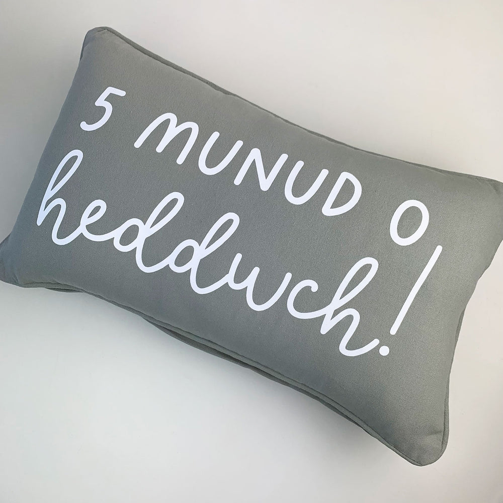 5 munud o heddwch cushion - light grey