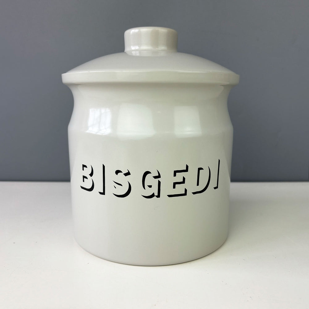 Bisgedi biscuit barrel - block, light grey