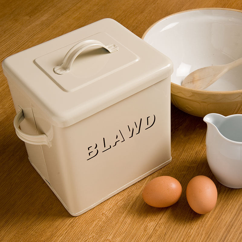 Blawd square flour tin - block, cream