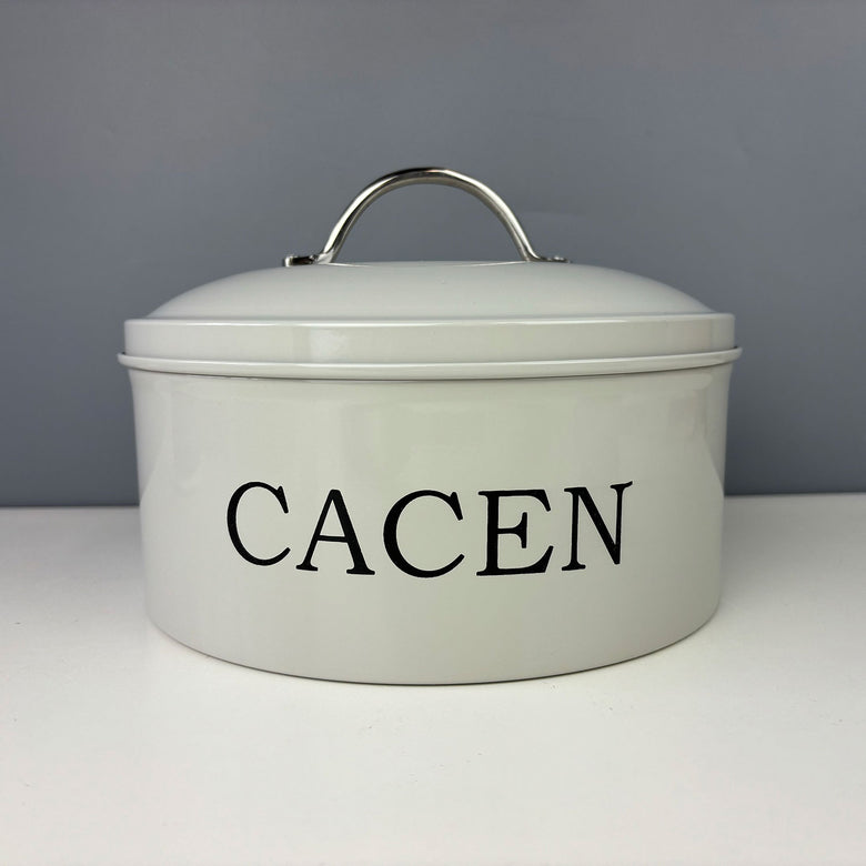 Cacen/Teisen cake tin - serif, light grey & chrome