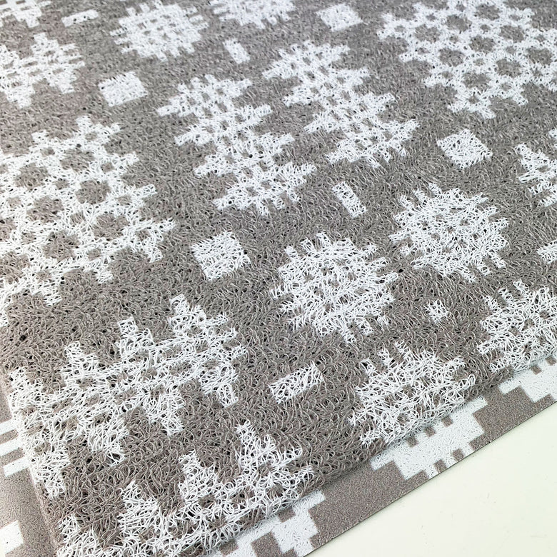 Welsh blanket print doormat - grey
