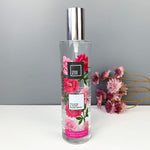 Tea rose and peony room fragrance presented in a glass spray bottle, handmade by Cole & Co