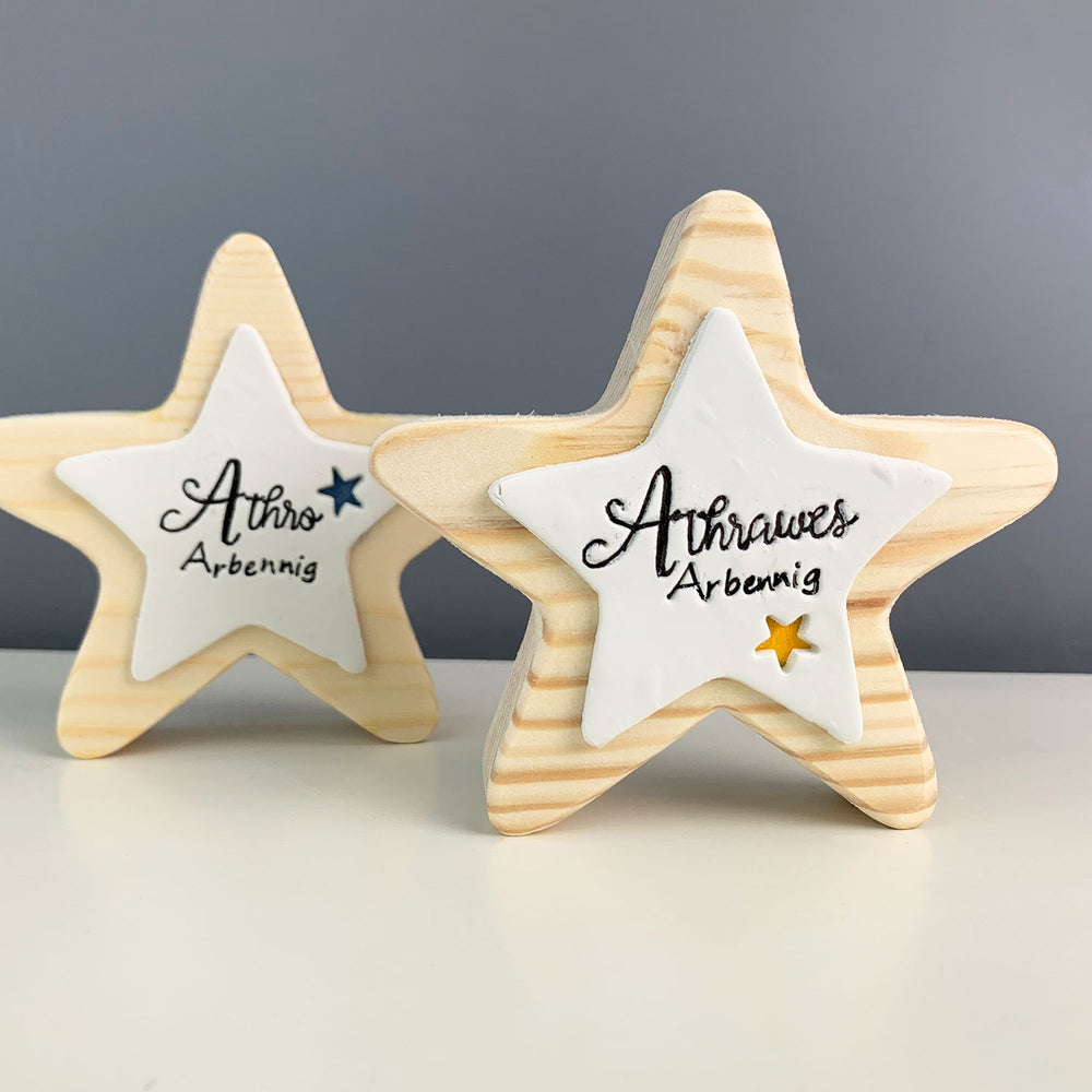 Athrawes arbennig wooden star decoration