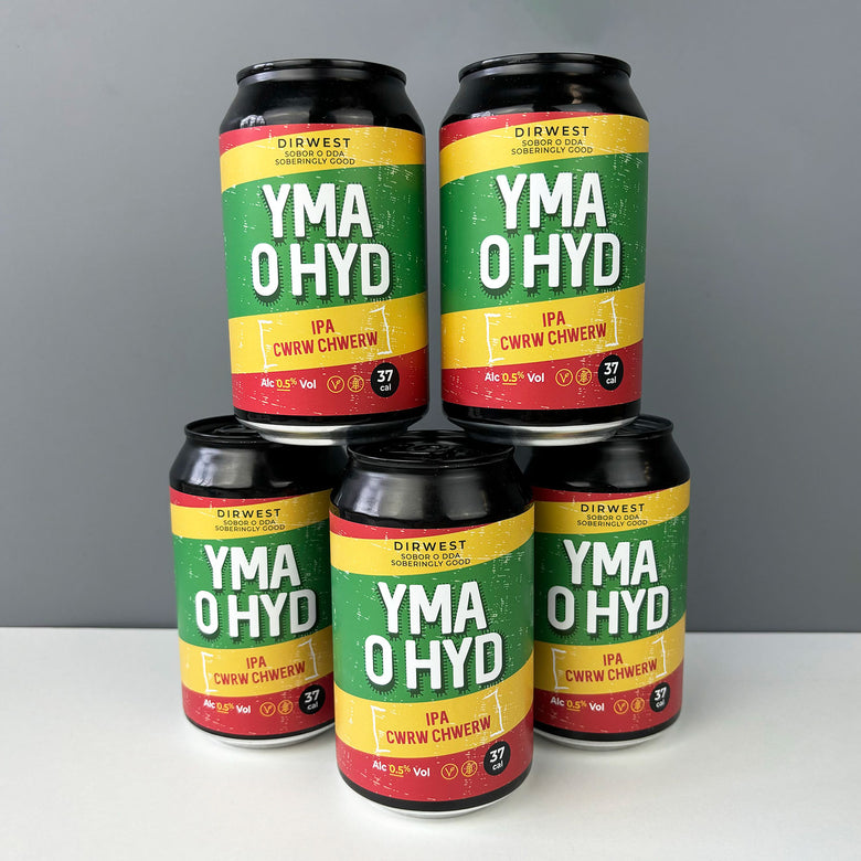 Yma o Hyd alcohol free IPA is brewed and canned in Wales