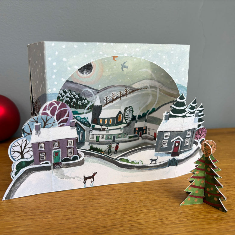 Welsh wintery scene 3D card/decoration