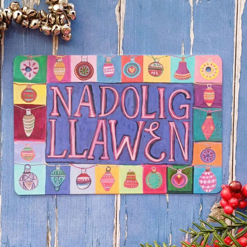 Nadolig Llawen Welsh Christmas tin sign by Driftwood Designs
