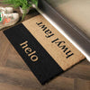 Coir doormat Welsh words for hello and goodbye on each side - helo/hwyl fawr