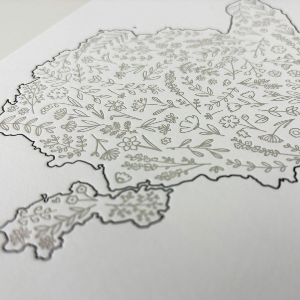 Anglesey letterpress print with the words Môn Mam Cymru by Heledd Owen