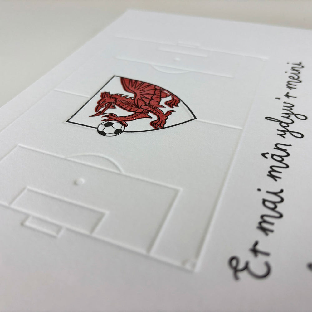 Welsh football Wal Goch letterpress print