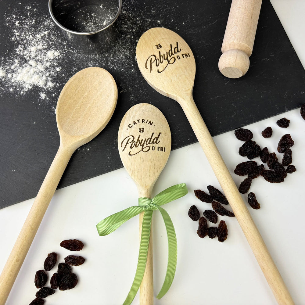 Pobydd o fri engraved wooden spoon