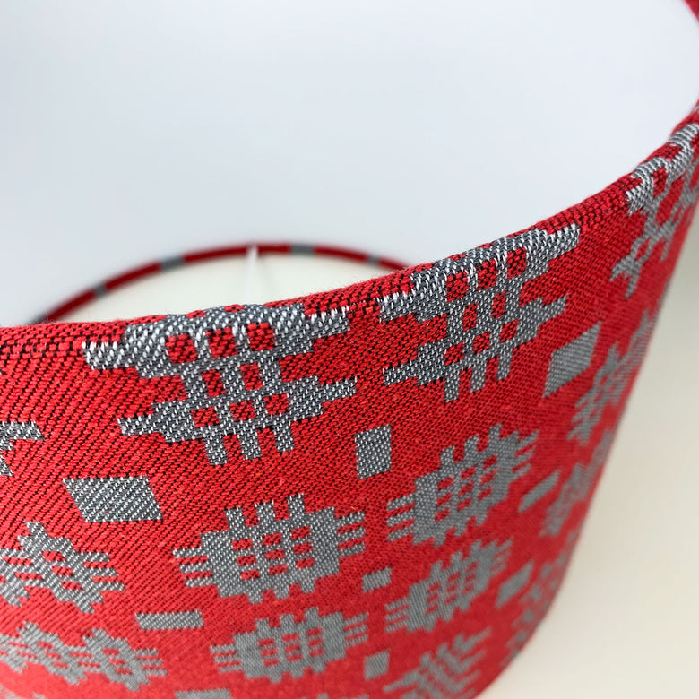 Welsh blanket print lampshade - red