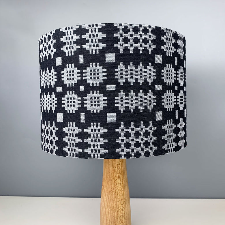 Welsh blanket print lampshade - black
