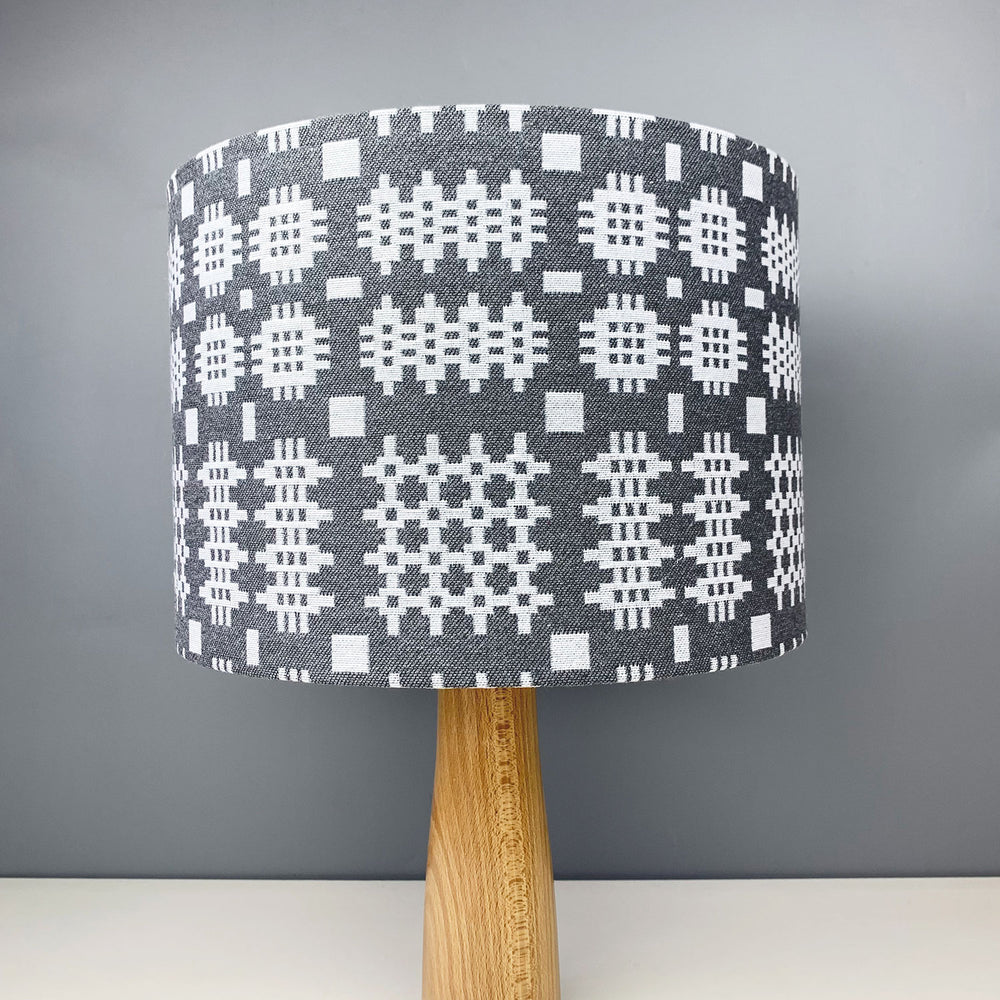 Welsh blanket print lampshade - grey