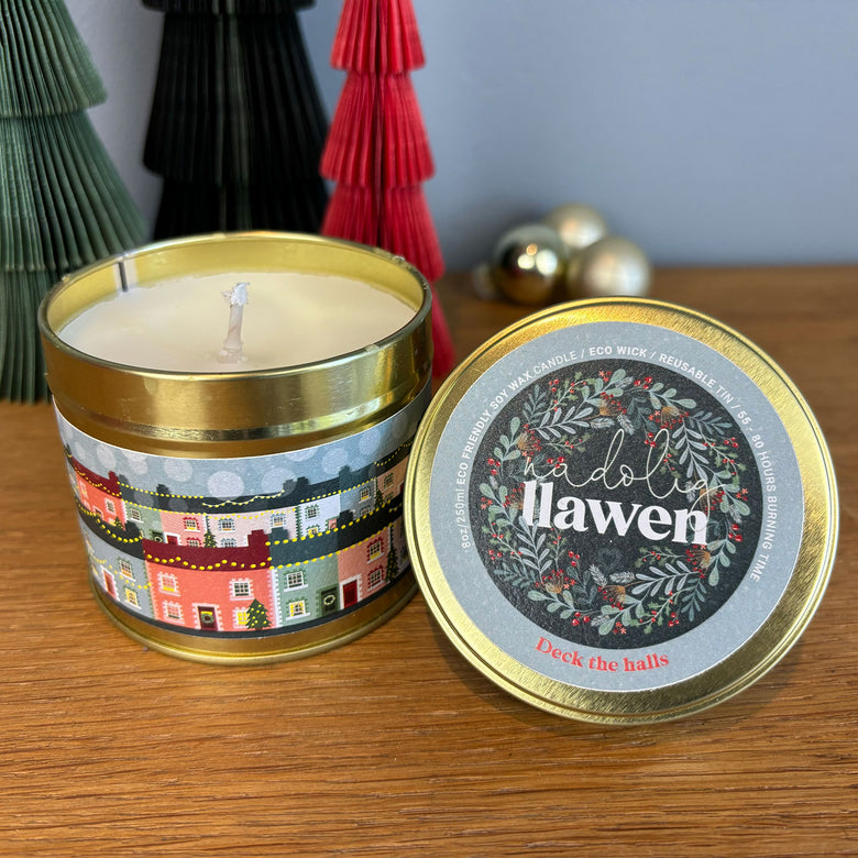 Nadolig Llawen Christmas candle - Welsh street