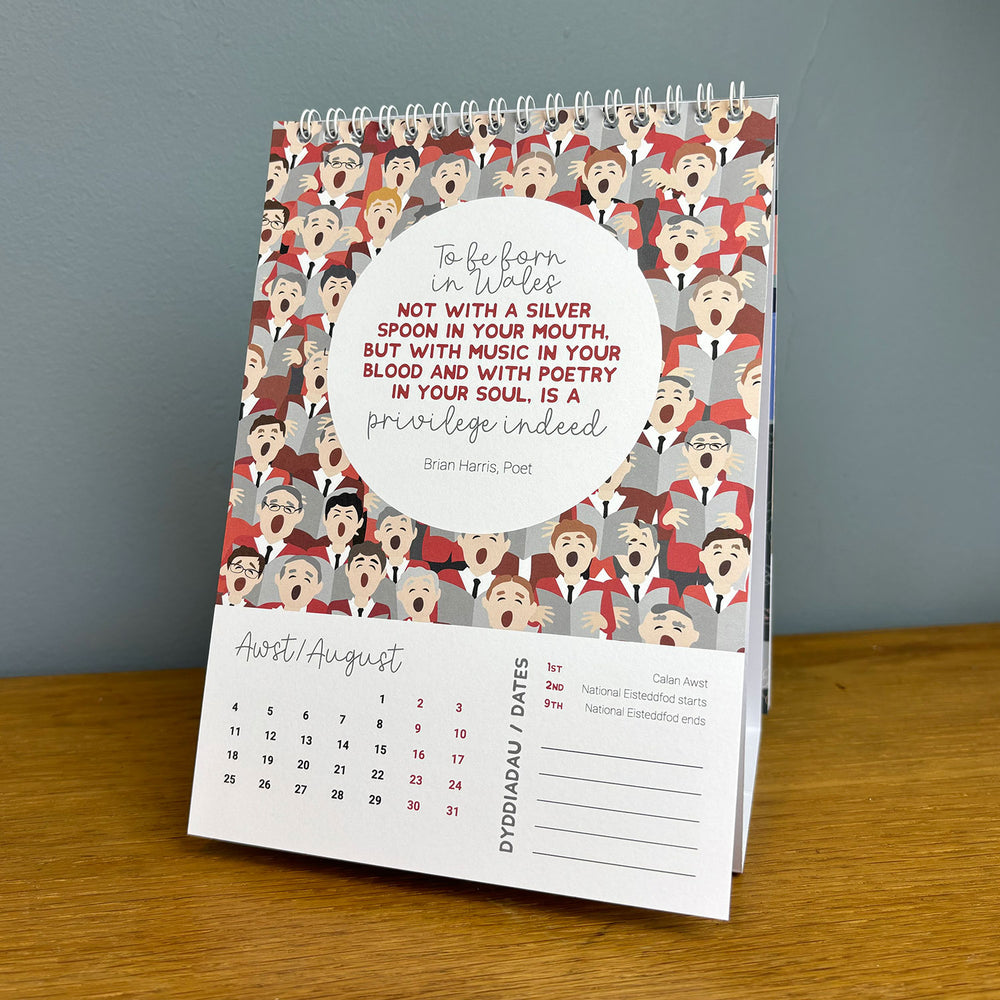 Welsh 2025 desk calendar