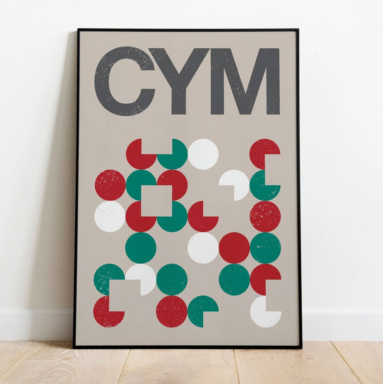 Minimalist print featuring the abbreviation for Cymru  aby Swissty