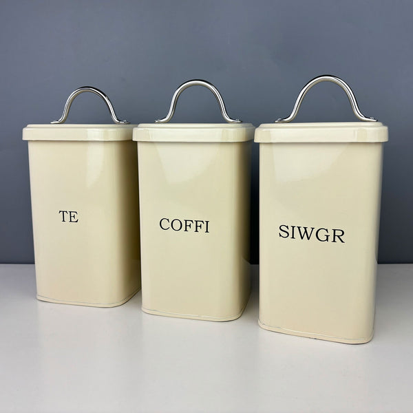 Welsh Tea Coffee And Sugar Pots | Welsh Kitchen Storage | Adra