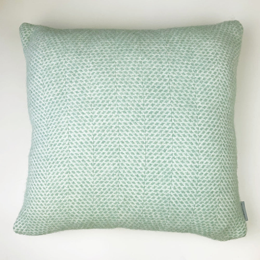 Wool beehive Welsh cushion - large, light green