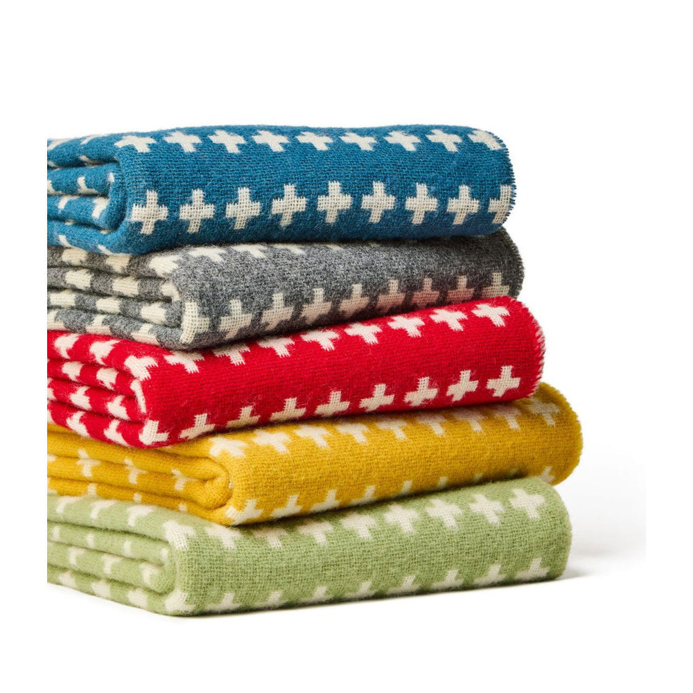 Wool cross Welsh throw - fern green