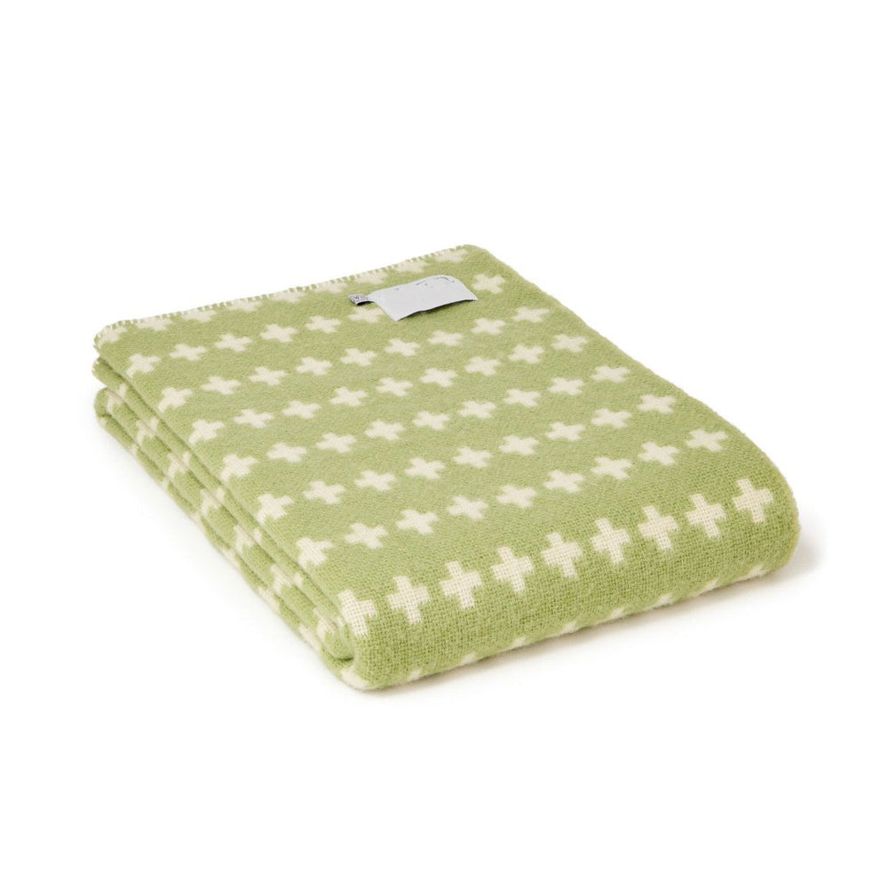 Wool cross Welsh throw - fern green