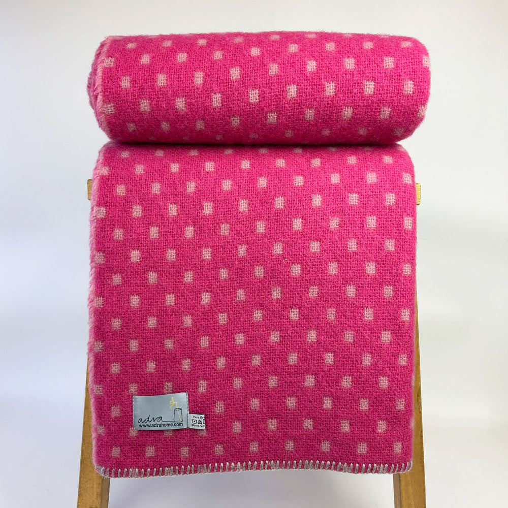 Welsh Dots Pink Wool Throw | Cushions and Blankets | Adra