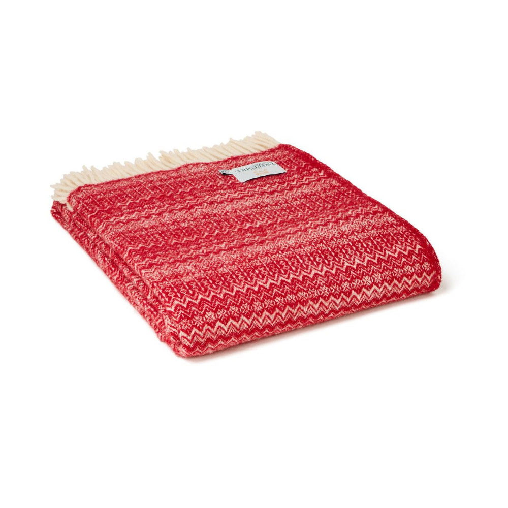 Wool fair isle Welsh throw - red