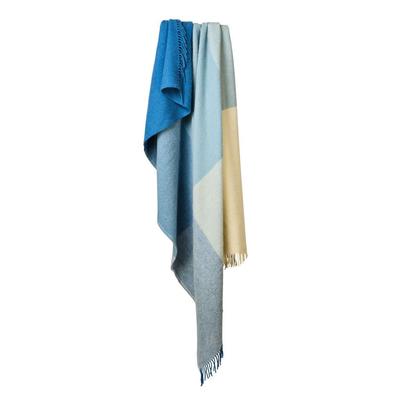 Welsh Wool Blue Check Throw | Cushions & Blankets | Adra